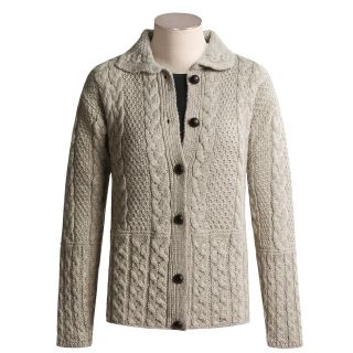 Peregrine by J.G. Glover Aran Cable Knit Cardigan Sweater   Peruvian 