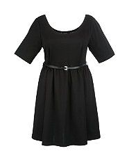 Black (Black) Inspire Black 1/2 Sleeve Skater Dress  262777801  New 