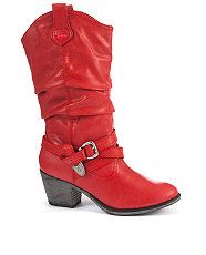 Red (Red) Rocket Dog Red Sidestep Buckle Cowboy Boots  259486760 