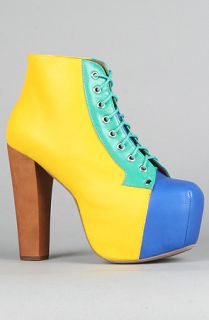 Jeffrey Campbell The Lita Shoe in Yellow and Blue Color Block 