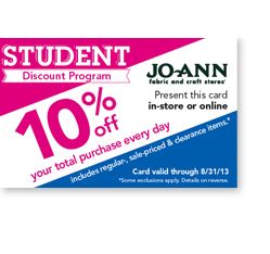 Student Discount Program  Joann