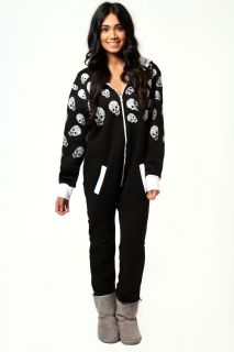  Clothing  New In  Olivia Skull Print Hooded Onesie