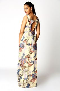  Clothing  Maxi Dresses  Tessa Bow Back Butterfly Print 