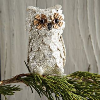 Glitter Owl Ornament Set