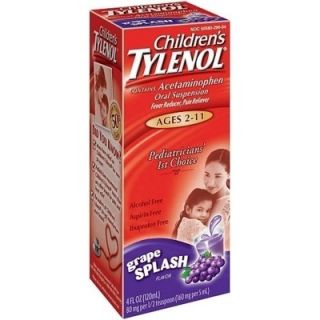 Childrens Tylenol Grape Flavor Oral Suspension, 3.38 Oz., 2 Pk 