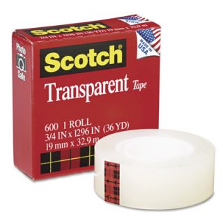 Scotch Transparent Glossy Tape with 1 Core, 3/4 x 1,296   Clear 