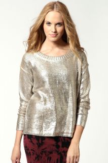  Sale  Autumn Winter  Alexa Metallic Foil Jumper