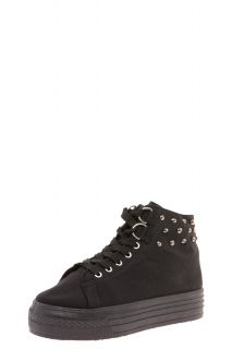 Safiya Black Studded Back Canvas Flatform Trainer at boohoo