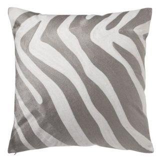  zebra pillow cover, 18x18, gray/ivory