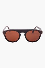 Espresso Leather Trim Racer Sunglasses