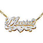 18K Gold Over Silver Heart Name Plate Necklace