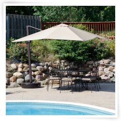 Coral Coast 10 ft. Square Offset Umbrella with Base