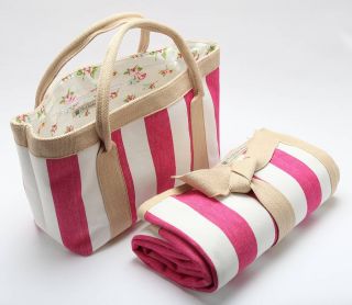 totebag   pink stripe by the garden house  