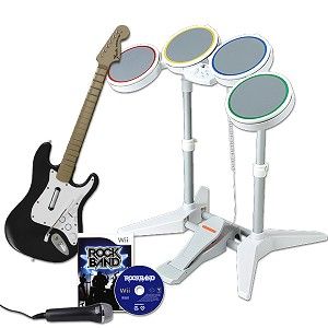 Rock Band Special Edition Video Game Bundle w/Wireless Guitar, Drum 