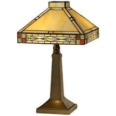 Multi Color, Brass   Antique Brass, Art Glass Table Lamps By 