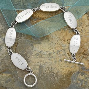 Family Connections Sterling Silver Engraved Bracelet   On Sale Today