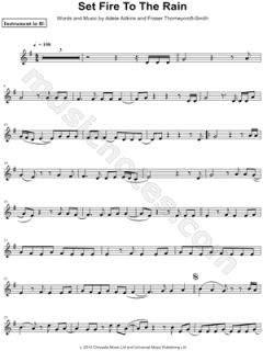 Adele   Set Fire To the Rain   Bb Instrument Sheet Music (Trumpet 