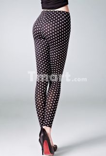 Fashion Dots Slim Women Leggings L Black and White Dots Pantyhose 