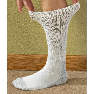 Prs. Of Non   Binding Diabetic Crew Socks, White / Gray Sole 