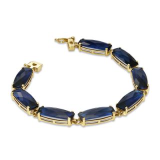 Cushion Cut Lab Created Blue Sapphire Line Bracelet in 10K Gold 