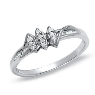 10 CT. T.W. Diamond Marquise Cluster Promise Ring in 10K White Gold 