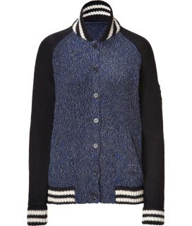 Zadig & Voltaire Black and Blue Colorblock Link Aln Cardigan