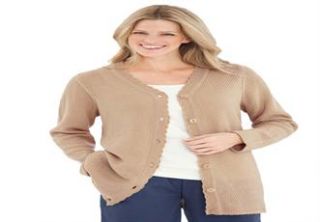 Plus Size Scalloped cardigan, button front, by Only Necessities 