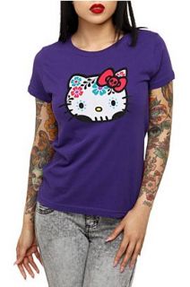 Hello Kitty Purple Dia De Los Muertos Girls T Shirt Plus Size 3XL 