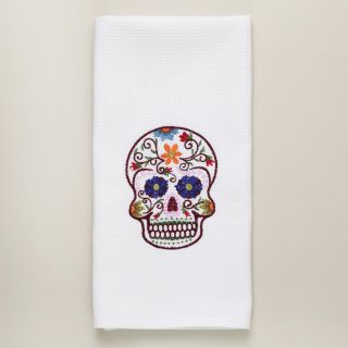 Dia De Los Muertos Embroidered Skull Kitchen Towel  World Market