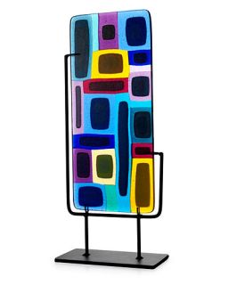 COLORS COLLAGE GLASS SCULPTURE  Fused colorful glass creates depth 