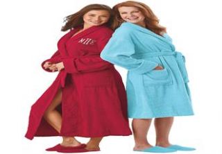 Plus Size 3 letter monogramLong terry robe with FREE matching 