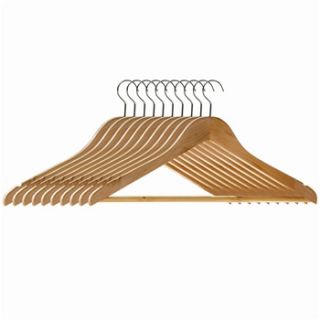 Premier Housewares Set of Ten Natural Wooden Hangers