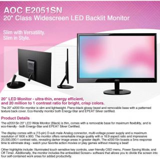 Buy the AOC 20 Wide 1600x900 LED Monitor, VGA .ca