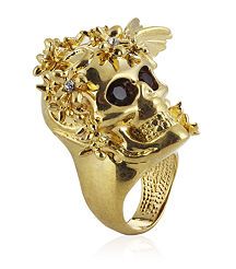View the Gold Flower Skull Cocktail Ring
