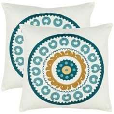 Set of 2 Safavieh Turquoise Sunder Needlework Pillows