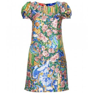   Dolce & Gabbana   PRINTED SILK DRESS WITH EMBROIDERED 