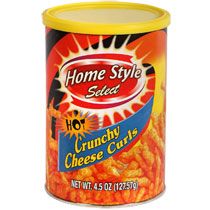 Bulk Home Style Select Hot Crunchy Cheese Curls, 4.5 oz. Canisters at 
