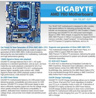 Buy the GIGABYTE GA 78LMT S2P AMD 760 AM3+ Motherboard  