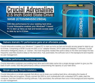 Crucial CT050M4SSC2BDA Adrenaline 50GB Solid State Cache   For Win7 