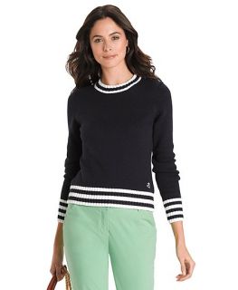 Cotton Long Sleeve Crewneck Stripe Sweater   Brooks Brothers