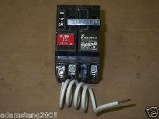   GE THQB GFCI 2 Pole 20 Amp 120/240v THQB2120GF GF GFI Circuit Breaker
