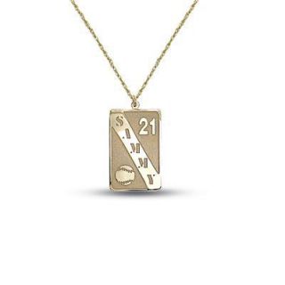 Baseball Dog Tag Pendant in 10K Gold (3 8 Letter and 2 Numbers)   View 