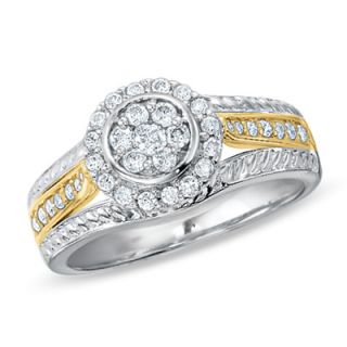 CTW. Diamond Flower Cluster Ring in 14K Two Tone Gold   Rings 