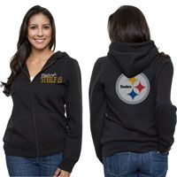 Pittsburgh Steelers Womens Game Day Black Full Zip Hooded Sweatshirt