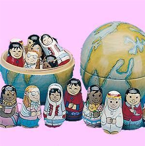 Wood World Multicultural Kids Globe dolls Montessori Materials Wooden 