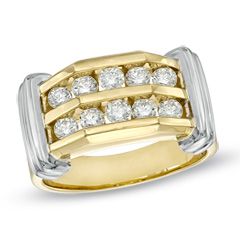 Mens 1 CT. T.W. Diamond Double Row Band in 10K Two Tone Gold   Zales