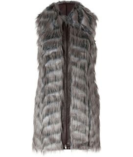 Rachel Zoe Taupe Grey Vintage Faux Fur Marianne Vest  Damen  Mäntel 