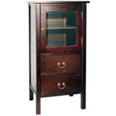 Rovena Mahogany Wood Cabinet with Glass Pane Drawer