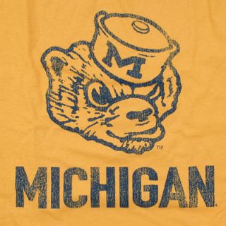 Michigan Wolverines Gold Retro Brand Vintage Mascot Tonal Ringer T 