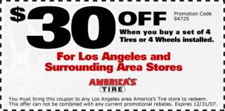 30 Off when you buy a set of 4 Tires or 4 Wheels installed. You must 